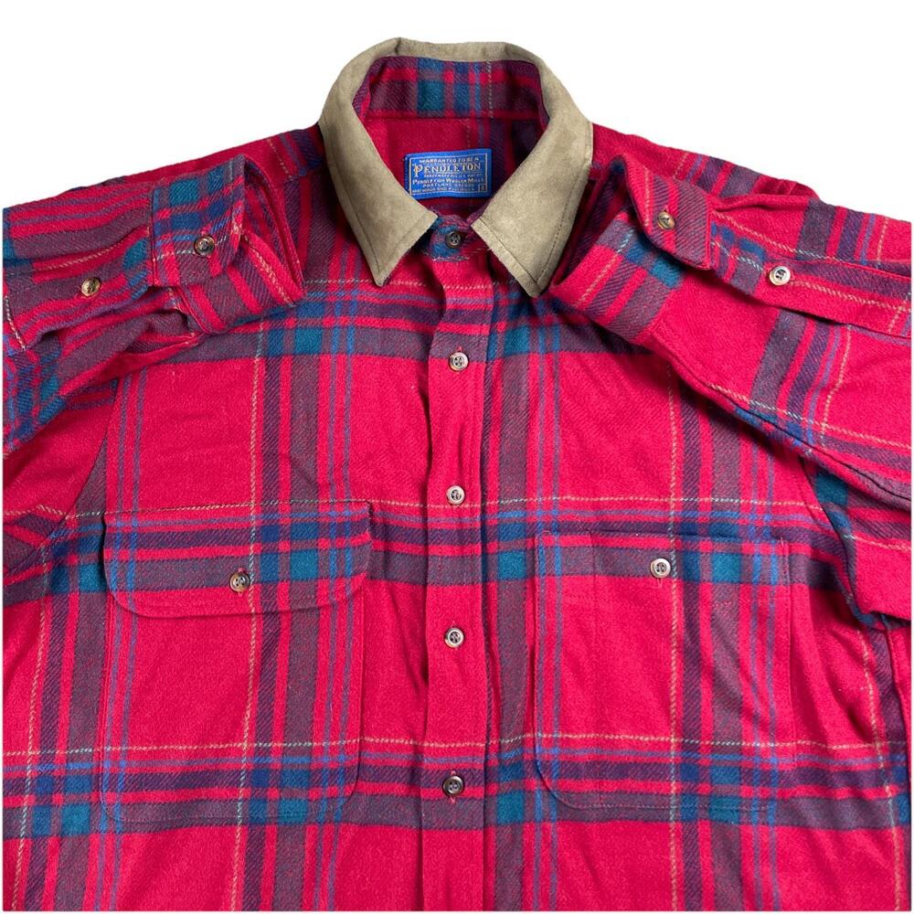 Pendleton Wool Flannel Button Up Small Shirt Red … - image 1